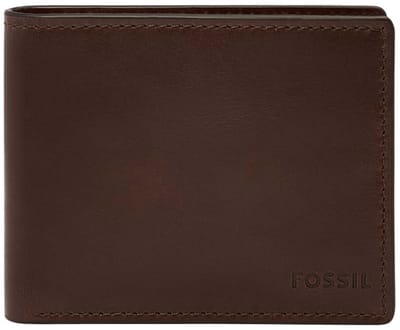 FOSSIL Kaarthoes Derrick RFID Bifold Dark Brown Bruine