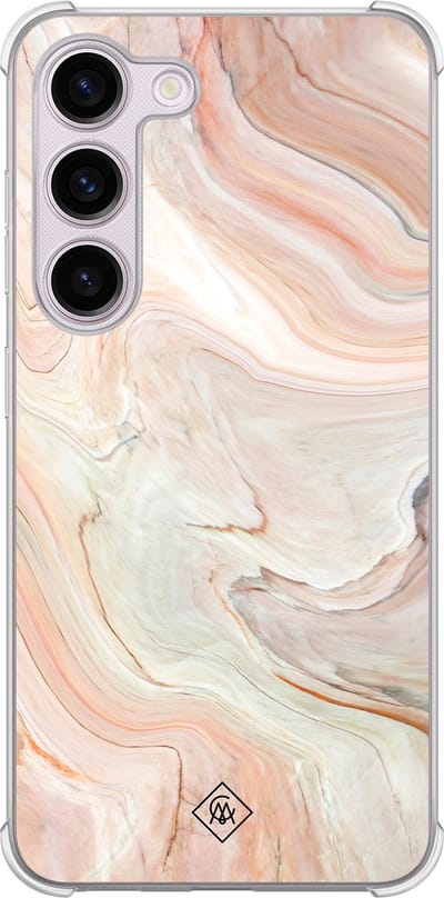 Casimoda® hoesje - Geschikt voor Samsung Galaxy S23 Plus - Marmer Waves - Shockproof case - Extra sterk - TPU/polycarbonaat - Bruin/beige, Transparant