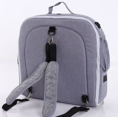 Allernieuwste® Opvouwbaar Baby Bedje Reiswieg - Draagbare Wieg - Opvouwbare Reisrugzak - Reisbed - Draagbaar Babynest - 95 x 40 x 45 cm met Klamboe - Grijs