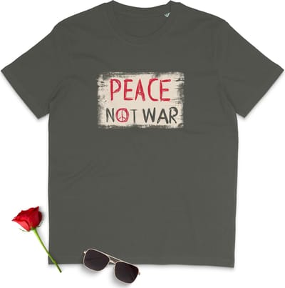 T Shirt Heren - Vrede Geen Oorlog - Korte Mouw -  Groen - Maat S