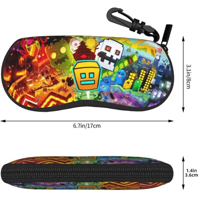 Étui à Lunettes Dessin Animé Kawaii Geometry Dash Merch Fermeture Éclair Boîte de Rangement pour Lunettes Style Ins Boîte à Lunettes de Soleil One Size yellow