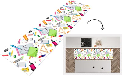 Keukenloper - Loper keuken - Patroon - School - Potlood - 200x50 cm - Keukenloper vinyl