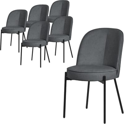 Eetkamerstoelen set van 6 antraciet met rugleuning, gestoffeerde stoelen voor eetkamer & keuken ML-Design