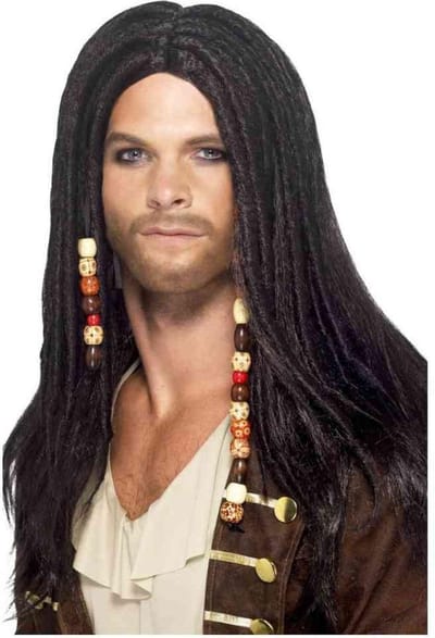 Smiffys Piraten verkleedpruik - carnaval - met lange dreads en kralen - heren