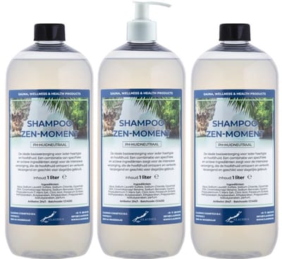 Shampoo Zen Moment - 1 liter (transparant) - 3 stuks - met witte pomp - Voordeelverpakking - Haarverzorging