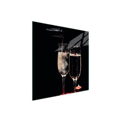 TMK ArtDeko - Beschermplaat voor Kookplaat - 50x52cm - Gehard Glas - Wijn Design