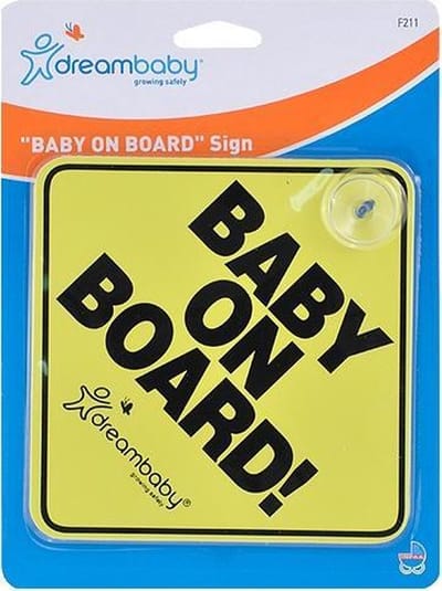 Dreambaby Baby on Board Zelfklevend Plaatje voor in de Auto - Geel Waarschuwingsbordje