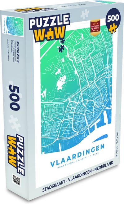 Puzzel Stadskaart - Vlaardingen - Nederland - Legpuzzel - Puzzel 500 stukjes - Plattegrond