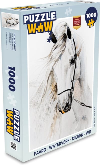 Puzzel Paard - Waterverf - Dieren - Wit - Legpuzzel - Puzzel 1000 stukjes volwassenen
