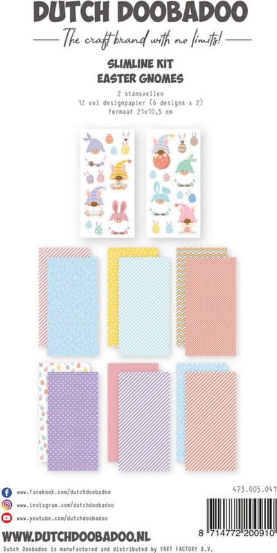 Dutch Doobadoo Crafty Kit Slimline Easter Gnomes 473.005.041 21x10,5cm (03-23)
