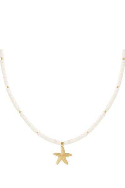 Grote zeester ketting- wit goudkleur