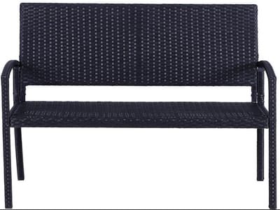 Tuinbank - Rattan - Stalen Frame - 2-Zits - Zwart - 122 x 60 x 85 cm