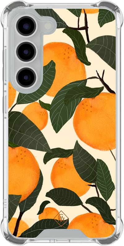 Casimoda® hoesje - Geschikt voor Samsung Galaxy S23 - Orange Garden - Shockproof case - Extra sterk - TPU/polycarbonaat - Multi, Transparant