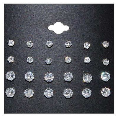 Fako Bijoux® - Oorbellen - Steker - Zirkonia - 4 & 6 mm - Transparant - 12 Paar