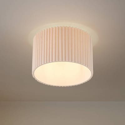 Lindby - plafondlamp - 1licht - Linnen, metaal - H: 30.5 cm - E27 - crèmekleurig