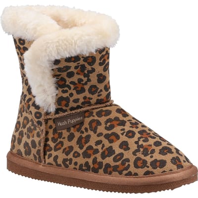 Hush Puppies Meisjes Ashlynn pantoffels met luipaardprint in suède (Luipaard)