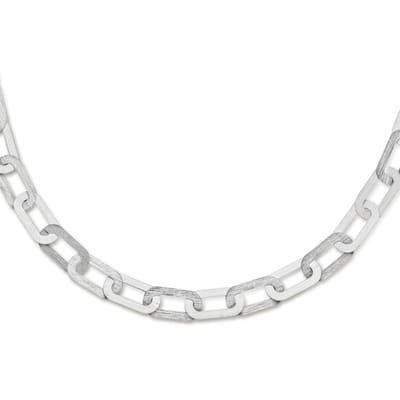 YO&NO Ketting - Paperclip - platte buis - Dames - 7,3 mm - 42 + 4 cm - Sieraden Vrouw - Zilver 925