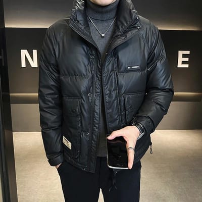 Nieuwe Donzen Jas Heren Winter Trendy Merk Opstaande Kraag Verdikt 4XL zwart