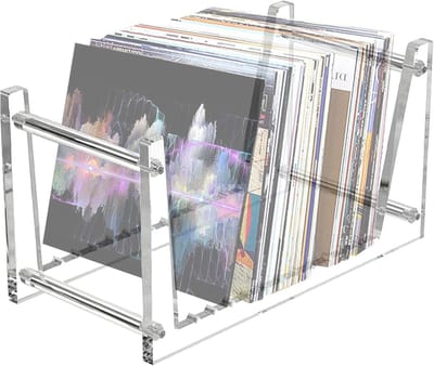Vinyl Displayhouder - Platenrek Acryl - Muziek Luisteren - Duidelijk Acryl Ontwerp - Voor 50 LP's - Transparant