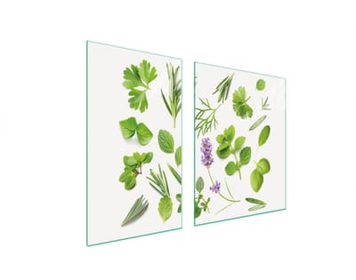 TMK ArtDeko - Snijplank van glas - Roestvast - 100x52 cm - Plantmotief