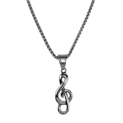 60cm x 3mm Jasseron Ketting + Muzieknoothanger Unisex - Gepolijst RVS - Symbolische Ketting met Muzieknoothanger Dames - Heren