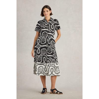 White Stuff Rua Jersey Shirt Dress Black Print Taglia: 6 REGULAR | Abiti Midi Outlet | Donna | Nero