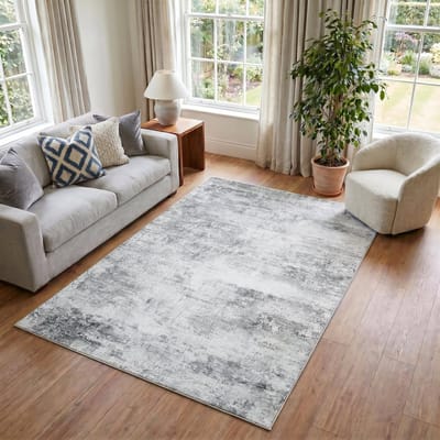 TAPISO Bari Vloerkleed Abstract Verweerd Patroon Antislip Tapijt Woonkamer Slaapkamer Grijs Lichtgrijs Modern Design Oeko-Tex 80x150