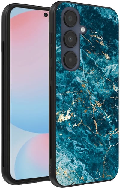 Smartphonica Telefoonhoesje Geschikt voor Samsung Galaxy S24 FE met marmer opdruk - TPU backcover case blue marble design - Blauw geschikt voor Samsung Galaxy S24 FE