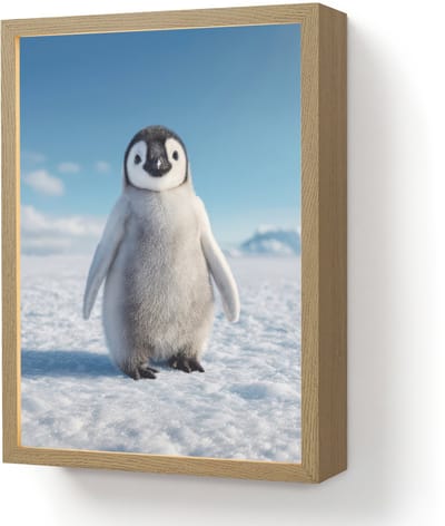 Wandlamp 30x40 cm - Oplaadbaar - Pinguïn - Sneeuw - Landschap - Wit - Wandlampen binnen woonkamer - Slaapkamer lamp - Decoratieve nachtlamp - Vloerlamp draadloos