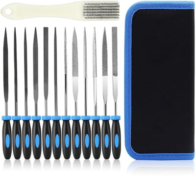 Naaldvijlset Metaal - Kleine Vijlen - Precisie Werk - Ergonomische Handgrepen - 13 Delig - Blauw