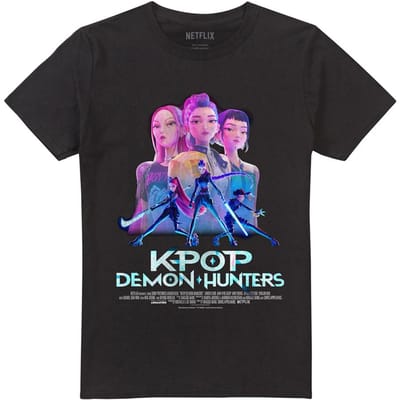 K-Pop Demon Hunters Unisex Volwassenen Huntr/X Poster T-Shirt (Zwart)