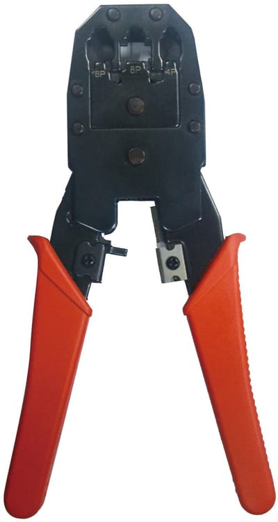 Krimptang voor RJ45, RJ12, RJ11 en RJ10 connectoren - metaal / rood/zwart