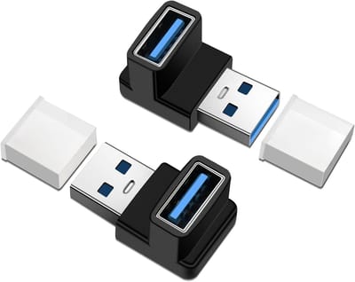 90 Graden USB 3.2 Hoekplug Adapter Set van 2, 10Gbps Snelle Gegevensoverdracht en Opladen voor Telefoon, Laptop en Tablet