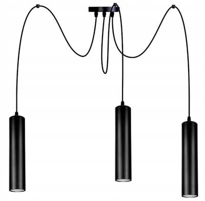 Hanglamp Spider Tuba 29cm 3x GU10 Zwart Mat - Verstelbaar