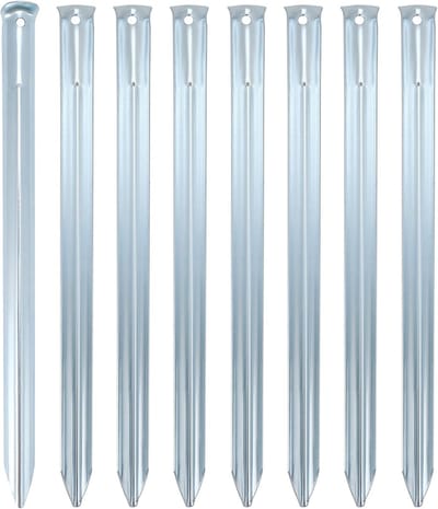 Metalen Haringen - Robuuste Ankers - Kamperen Buiten - Extra Stabiel - 30 cm 8 Stuks - Zilver