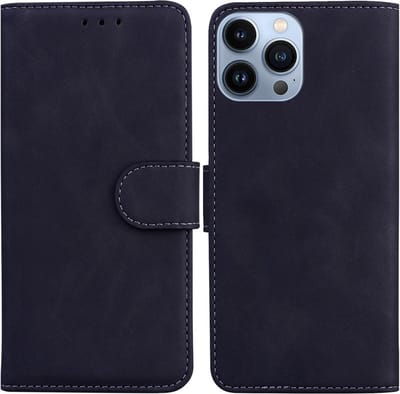 iPhone 14 Hoesje - Leren Case - Klaphoesje Book Cover - Pasjeshouder - PU Leer - Zwart - Provium