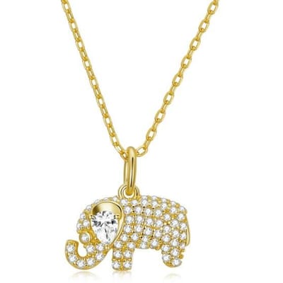 925 Sterling Zilver Goud Beschermende Kristal Delicate Baby Olifant Ketting Voor Vrouwen Kind Choker Fijne Sieraden Kraag beige