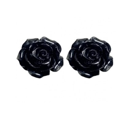Clip oorbellen- zwarte -bloem- 1.5 cm- kunstsof- geen gaatje- Charme Bijoux