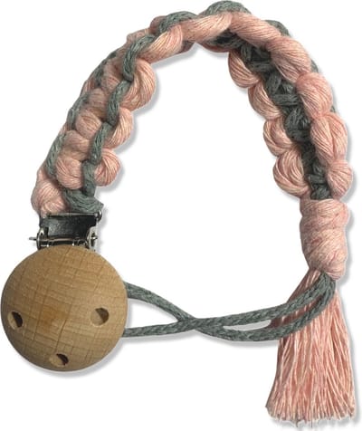 Speenkoord 'Alpha' - Roze en Mintgroen - Katoenkoord - Handgemaakt in ons Macramé Atelier - Prijs per Stuk - Inclusief Verzendkosten