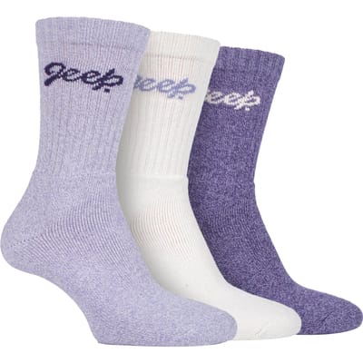 Dames Wandelsokken | Jeep | Dames Geribbelde Outdoor Kousen met Verstevigde Hiel en Neu - Violet / Roomkleur