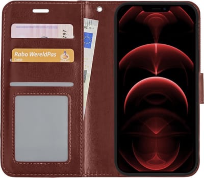 Hoes - Met Pasjeshouder - Geschikt voor Apple iPhone 13 - Luxe Bookcase Portemonee - Flip Case - Kunstleer Book Case - Flipcase - Book Cover - Walletcase - PortemonneeHoes - Bruin