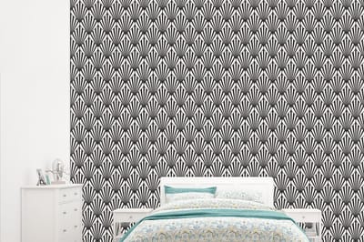 Behang - Fotobehang Patronen - Abstract - Zwart - Art Nouveau - Breedte 315 cm x hoogte 260 cm