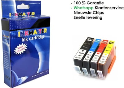 Inkmaster premium Huismerk cartridges voor HP 364XL Multipack 4 stuks voor HP Deskjet 3070A, 3520, 3521, 3522, D5400, D5445, 5460, Officejet 4610, 4620, 4622, 7515, Photosmart 5510, 5514, 5515, 5520, 5522, 5524, 5525, 6500, 6510, 6520, 6525, 7510