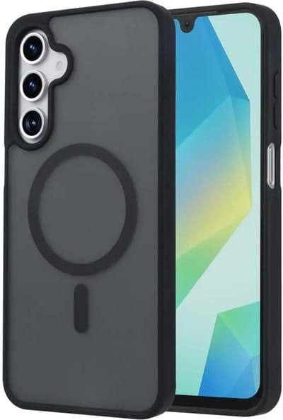 Hoesje Geschikt voor Samsung Galaxy A16 - Compatibel met MagSafe - Matte Beschermhoes - Back Cover met Magneet - Zwart