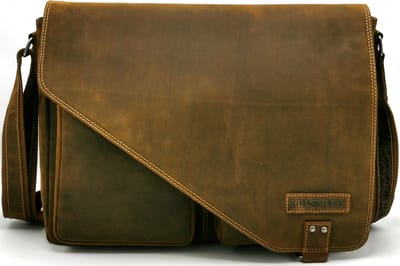 Hillburry Laptoptas Buffelleer XL formaat - Laptop 17,3 inch - Buitenmaten: (bxhxd) ca. 43cm x 30cm x 10cm