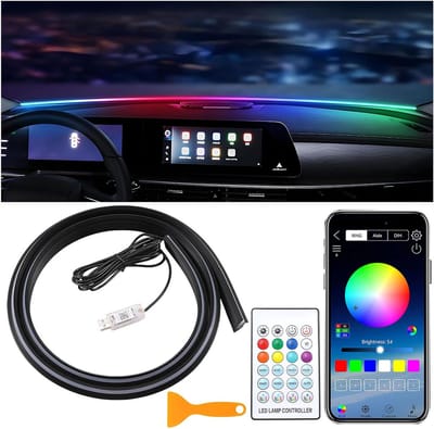 RGB LED Strip Auto Interieurverlichting 140cm met Afstandsbediening en App Bediening - Sfeerverlichting Muziekgevoelig