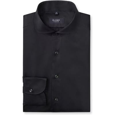 OLYMP Signature Overhemd, Tailored Fit, Signature Cutaway, Zwart