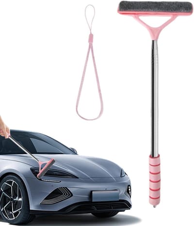 Ruitenreiniger Gereedschap - Schraper Borstel - Auto Ramen Wassen - Uitschuifbare Steel - Tot 103 cm - Roze