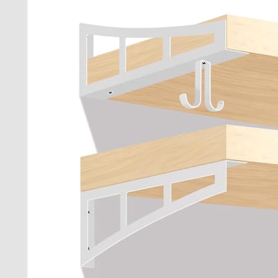 Hoekplank voor Zware Lasten, 25 cm, Draagvermogen 136 kg, Wit, Rustiek, Industrieel, Onzichtbare Wandmontage, Set van 4, Ideaal voor Opslag en Decoratie