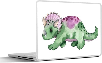 Laptop sticker - 10.1 inch - Dinosaurus - Kinderkamer - Groen - Jongens - Meisjes - Kinderen - 25x18cm - Laptopstickers - Laptop skin - Cover